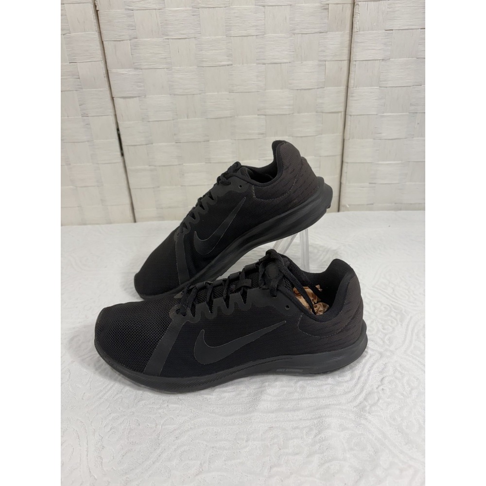 Nike Downshifter 8 running shoes all black mesh stitched logo mens 8